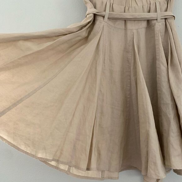 Soft Surroundings 100% linen belted pleated flare knee length skirt size petiteM - Picture 6 of 8